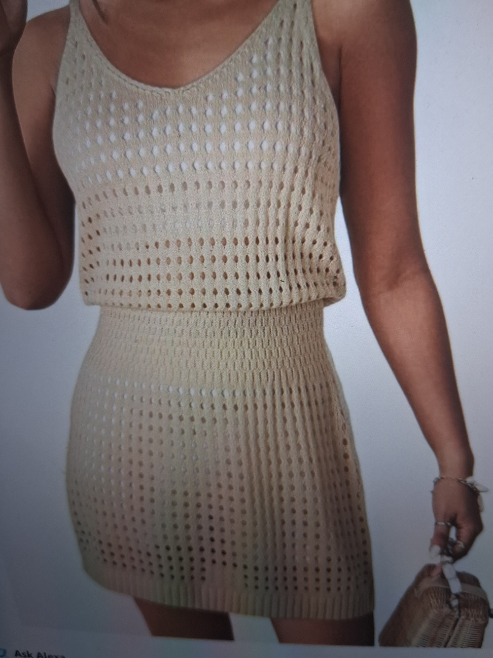 DOKOTOO Crochet Knit Cover-Up  Dress Cream Size Medium Resortwear Coastal